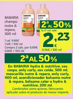 HiperDino BABARIA champú nutre & repara oferta