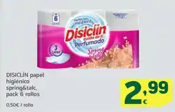 HiperDino DISICLÍN papel higiénico spring&talc, pack 6 rollos oferta