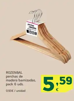 HiperDino Rozenbal perchas de madera barnizadas oferta