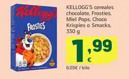 HiperDino KELLOGG'S cereales chocolate, Frosties, Miel Pops, Choco Krispies o Smacks oferta