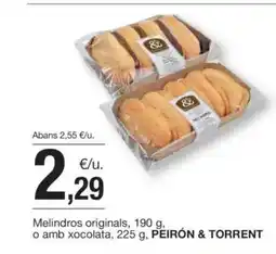 BonpreuEsclat PEIRÓN & TORRENT Melindros original o amb xocolata oferta