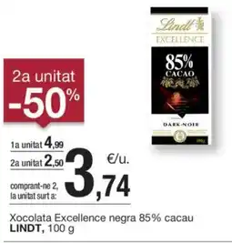 BonpreuEsclat LINDT Xocolata Excellence negra 85% cacau oferta