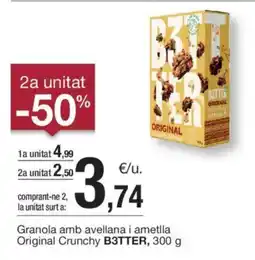 BonpreuEsclat B3TTER Granola amb avellana i ametlla Original Crunchy oferta