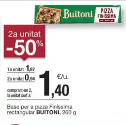 BonpreuEsclat BUITONI Base per a pizza Finíssima rectangular oferta