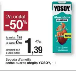 BonpreuEsclat YOSOY Beguda d'ametlla sense sucres afegits oferta