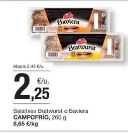 BonpreuEsclat CAMPOFRÍO Salsitxes Bratwurst o Baviera oferta