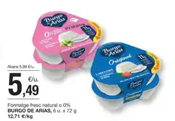 BonpreuEsclat BURGO DE ARIAS Formatge fresc natural o 0% oferta