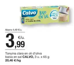 BonpreuEsclat CALVO Tonyina clara en oli d'oliva baixa en sal oferta