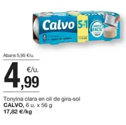 BonpreuEsclat CALVO Tonyina clara en oli de gira-sol oferta