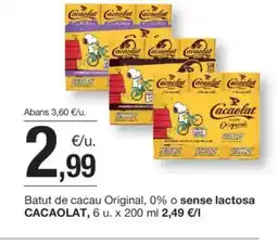 BonpreuEsclat CACAOLAT Batut de cacau Original, 0% o sense lactosa oferta
