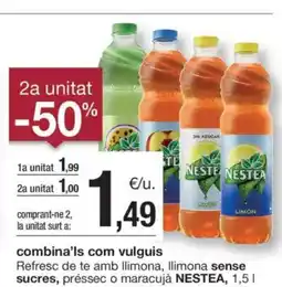 BonpreuEsclat NESTEA Refresc de te amb llimona, llimona sense sucres, préssec o maracujá oferta