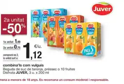 BonpreuEsclat JUVER Beguda de suc de taronja, préssec o 10 fruites Disfruta oferta