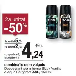 BonpreuEsclat AXE Desodorant per a home Black Vanilla o Aqua Bergamot oferta