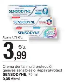 BonpreuEsclat SENSODYNE Crema dental multi protecció, genives sensibles o Repair&Protect oferta