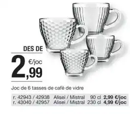 BonpreuEsclat Joc de 6 tasses de cafè de vidre oferta