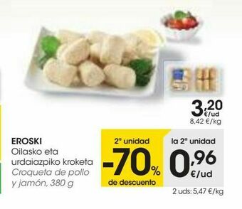 Eroski Eroski croqueta de pollo y jamón, 380 g oferta