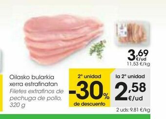 Eroski Filetes extrafinos de pechuga de pollo, 320 g oferta