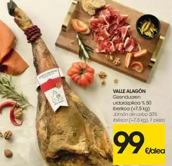 Eroski Valle alagón jamón de cebo 50% ibérico (+7,5 kg), 1 pieza oferta
