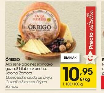 Eroski Órbigo queso leche cruda de oveja, curación 8 meses, origen zamora oferta
