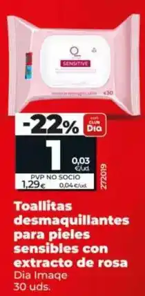 Dia Dia imaqe - toallitas desmaquillantes para pieles sensibles con extracto de rosa 30 uds oferta