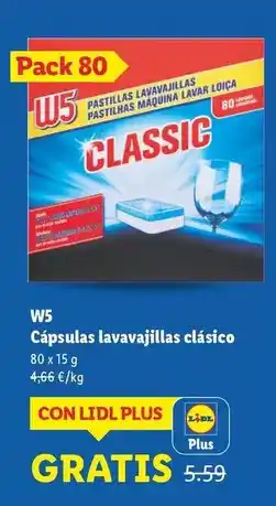 Lidl W5 - capsulas lavavajillas clasico oferta