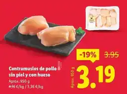 Lidl Contramuslos de pollo sin piel y con hueso oferta