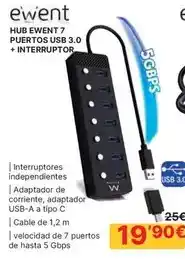 Dynos Informática Ewent - hub ewen 7 puerto usb 3.0 + interruptor oferta