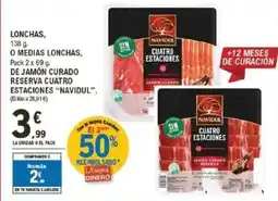 E.Leclerc NAVIDUL Lonchas o medias lonchas, de jamón curado reserva cuatro estaciones oferta