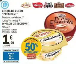 E.Leclerc PRÉSIDENT Crema de queso o Flor de esgueva oferta