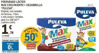 E.Leclerc PULEVA Preparado lácteo max crecimiento + desarrollo oferta