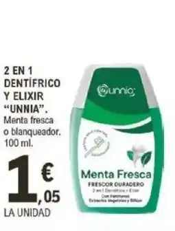 E.Leclerc UNNIA 2 en 1 dentifrico y elixir oferta