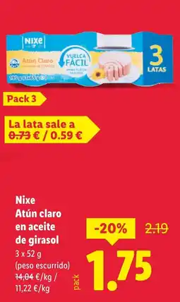 Lidl NIXE Atún claro en aceite de girasol oferta