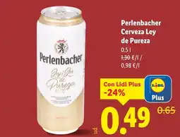 Lidl PERLENBACHER Cerveza Ley de Pureza oferta