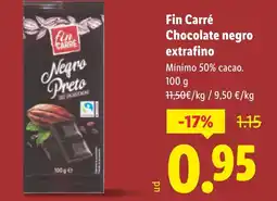 Lidl Fin Carré Chocolate negro extrafino oferta