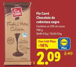 Lidl Fin Carré Chocolate de cobertura negro oferta