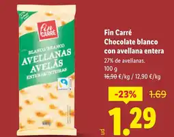 Lidl Fin Carré Chocolate blanco con avellana entera oferta