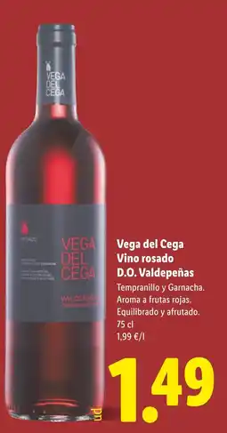Lidl Vega del Cega Vino rosado D.O. Valdepeñas oferta