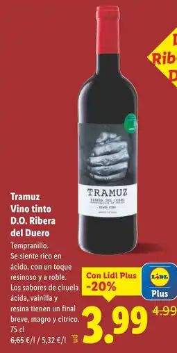 Lidl Tramuz Vino tinto D.O. Ribera del Duero oferta