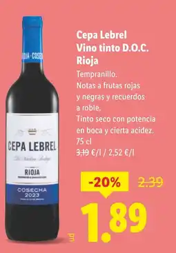 Lidl Cepa Lebrel Vino tinto D.O.C. Rioja oferta