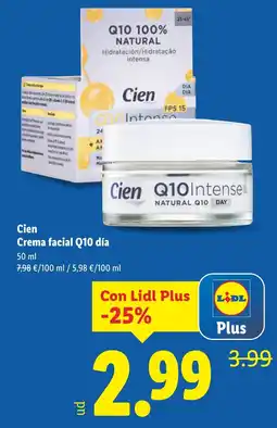 Lidl CIEN Crema facial Q10 día oferta