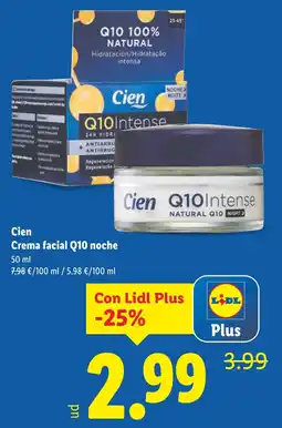 Lidl CIEN Crema facial Q10 noche oferta