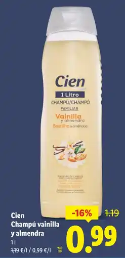 Lidl CIEN Champú vainilla y almendra oferta
