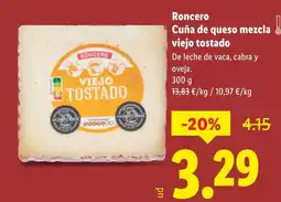 Lidl RONCERO Cuña de queso mezcla viejo tostado oferta