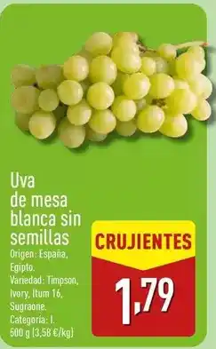 ALDI Origen - uva de mesa blanca sin semillas oferta