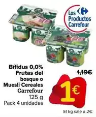 Carrefour Carrefour - bifidus 0,0% frutas del bosque o muesli cereales oferta