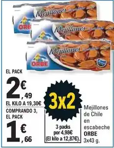 E.Leclerc Orbe - mejillones de chile en escabeche oferta