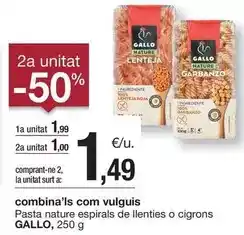 BonpreuEsclat Gallo - pasta nature espirals de llenties o cigrons oferta