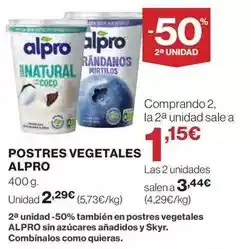 El Corte Inglés Alpro - postres vegetales oferta