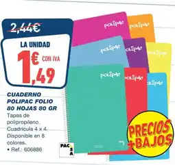 Bureau Vallée Cuaderno polipac folio 80 hojas 80 gr oferta