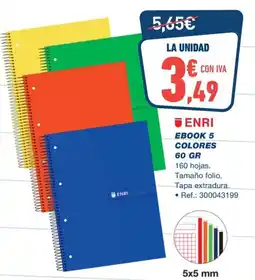 Bureau Vallée Ebook 5 colores 60 gr oferta